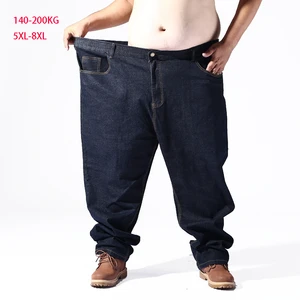 5XL 6XL 7XL 8XL Blue Extra Large Oversize Mens Elastic Stretch Denim Trousers Male Jean Pants Big Size Black Jeans Men 2021