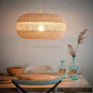 Wholesale Natural Handmade Light Bamboo Wicker European Pendant Ceiling Light Fixture Rattan Lampshades Modern Chinese