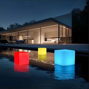 Rechargeable Floating Cube Lamp RGB LED Swimming Pool Lights Party Decoration IP68 Rated Portable Dimmable