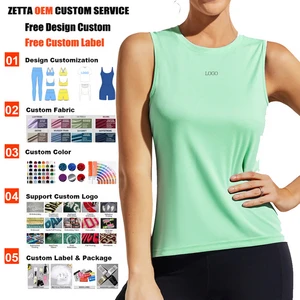 Manufacture Women Clothing Custom Logo Crew Neck Slim Running Tank Top Breathable Lightweight Sweat Wicking Gym Yoga Vest