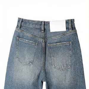 American Vintage Mid Waist Wide Leg Jeans Men's Light Blue Faded Winter Trousers