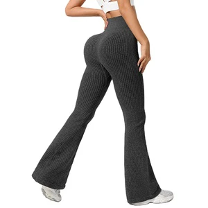 Women's High-Waisted Sleeveless Tight-Fitting Flared Yoga Pants Butt-Lifting Slimming Nylon Spandex Polyester Pull-On Fitness