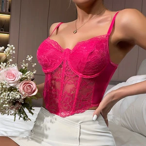 Lace Camisole Corset Women's White Lace Corset Top Sweetheart Neckline Sleeveless Bustier Crop Top For Party Clubwear
