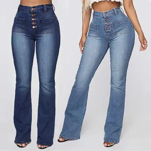 Women's Button-Fly Wide Leg Jeans Classic Washed Denim Trousers with Breathable Feature Casual Loose Fit for Summer