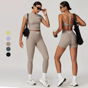 Wholesale Fitness Yoga Active Wear Set Four-Way Stretch Workout Sets for Women Luxury Solid Breathable Women Gym Yoga Sets