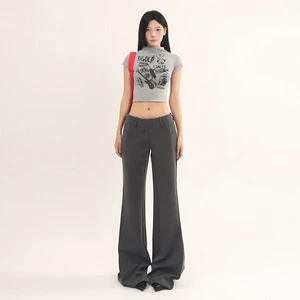 American Retro Low Waist Spice Girl Wide Leg Flared Polyester Casual Pants New Style Western Women's Long Spring Pants