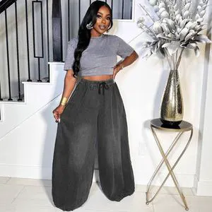 Trendy Women's Blue Cotton Jeans High Waist for Fashion