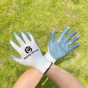 CHUANGYING 13 Gauge Nitrile Coated Work Gloves Anti-Slip Polyester Knitted Breathable Safety Gloves CE EN388 Certified 26cm For