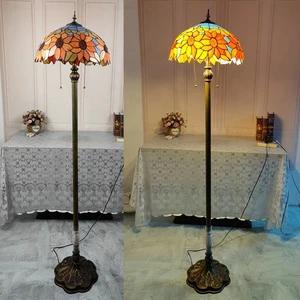 LongHuiJing Tiffany Style Floor Lamp Sunflower Stained Glass Floor Lamps Vintage Luxury Art Decor Floor Lights