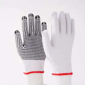 Customized Color Durable Safe Cotton Work Gloves 8 oz Thickness Thickened Wear-Resistant Breathable Dotted Safety Gloves