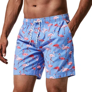 New Custom Solid Casual Men Beach Shorts Swim Trunk Quick Dry Anti-UV Waterproof Breathable Mesh Lining Beachwear