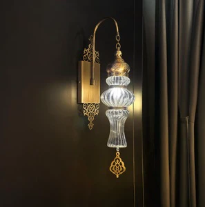 Turkish Brass Wall Lamp for Bedroom Portable Handmade Drop Lighting Made in India Model KSN-200725-056 by KSN