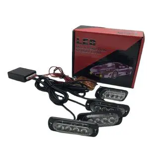 16LED Car Grille Hood Light Wireless Remote Red Blue Emergency Flashing Strobe Warning Light