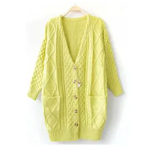 IGift Low MOQ Plus Size Thick Casual Wholesale Winter Fashion Acrylic Wool Women Knitted Cardigan Sweater