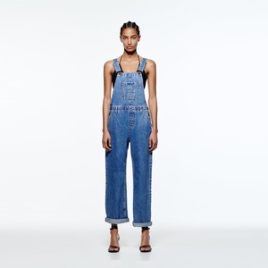 Custom Summer Hot Sale Fashion Design Pale Blue Denim Overalls High Waist Elegant Women Jeans Jumpsuit