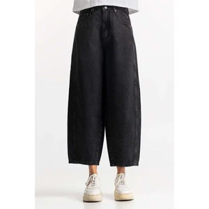 Premium Women's Denim Jeans Mom Style High Waist Tapered Leg Female Pants Vintage Wash Casual Denim Trousers