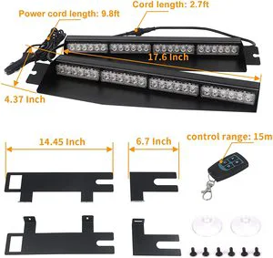 Biaochi 48 Led Visor Strobe Light Bar Interior Windshield Dash Emergency Hazard Warning Lights For Cars Trucks 12v 24v Traffic