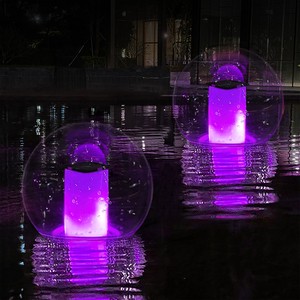 Floating Pool Lights Waterproof Solar Flame Round Pool Lights Solar Powered,Glow in the Dark Solar Floating Pool Lights