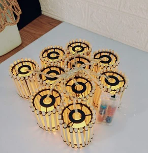 Outdoor Bamboo Lamp String 10 Heads Indoor Folk Art Style Wicker Rattan Hang Light Bamboo Pendant Lampshade for Home Decoration