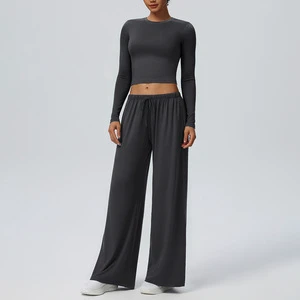 Custom High Quality Gym Sportswear Set Loose Sweatpants Slim Fit T Shirts Yoga Outfits Women's Casual Soft Breathable Clothes