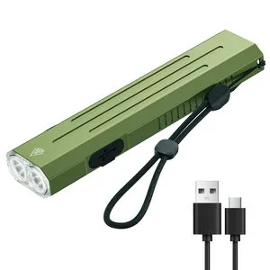 2pack Rechargeable EDC Flashlight Emergency One-Click Strobe Mode 1600 Lumens Magnetic Portable Aluminum Body IP20 Rated Camping