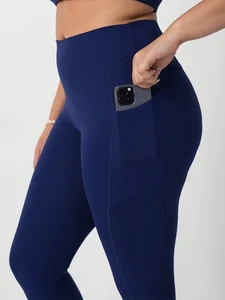 Women Plus Size Yoga Pants With Pockets High Waist Deep V Back Soft Naked Feel Nylon Spandex Gym Leggings Custom Activewear