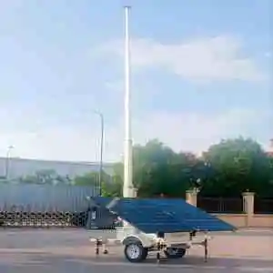 HANKUN HK-SC500 Mobile Solar Power Station CCTV Light Tower Outdoor Trailer With IP65 Waterproof & 4-9M Mast For Parking Lot