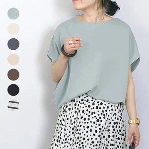 Japanese Korean Summer New Women Batwing Sleeve Simple Round Neck Cotton T Shirt Loose Casual Solid Top For Women