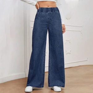 LARSUR Xintang Guangzhou China Denim Jeans Pants Factory Manufacturer Vendor Wholesalers Classic Baggy Wide Women's Jeans