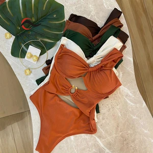 TW One Shoulder Swimsuit Women Swimwear 2025 Sexy Bikinis Female Biquini Hollow Out Swim Suits