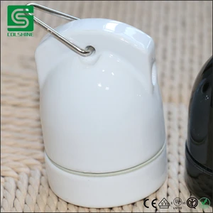 Hanging Porcelain Screw E27 Lamp Holder Hook Design Base with Socket for Pendant and DIY Lighting