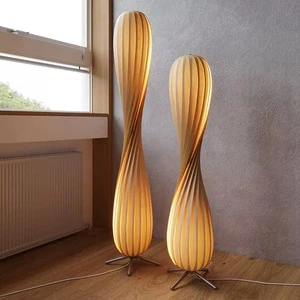 Nordic Modern Living Room and Study Wood Veneer Floor Lamps, Bedside Decorative Lamps for Homestay and Hotel Bedrooms