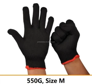 EN388 Nylon Knitted Black Color Work Gloves General Purpose Safety Working Gloves