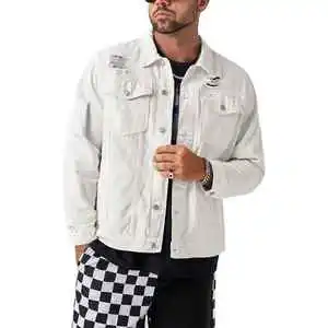 OEM Custom High Quality Mens Denim Jacket Jeans Set Button Down Washed Jeans Coat and Pant Wholesale Cotton Jeans Jacket