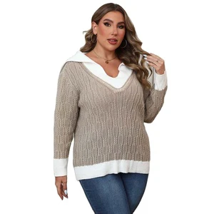 In Stock Casual Autumn Winter Knitwear tops with Sailor Collar