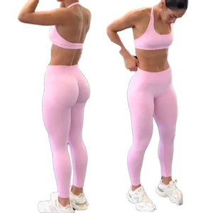 Seamless Breathable Bra And Scrunch Butt Leggings Gym Sports Fitness Yoga Wear Two Pieces Set Clothes Ropa Deportiva Mujer