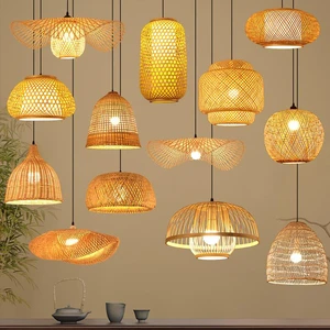 Natural Handmade Rattan Hanging Lights Chandeliers Factory Bamboo Woven Pendant Light