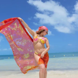 USA Hawaii Aloha Custom Print 100% Rayon Beach Sarong Pareo Beachwear Beach Cover up