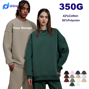 350 Gsm 42% Cotton 58%Polyester Custom Rewneck Sweatshirt Oversized Bottoming Plain Design Print Pattern Wholesale Casual Top