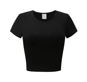 2025 Summer Breathable 100% Cotton Crop Tops for Women Long T Shirt Plus Size Cotton Women's Clothing Women Cropped T-shirt