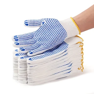 Best Quality 7/10/13 Gauge Personal Latex Safety Protection Work PVC Dotted Cotton Glove For Men