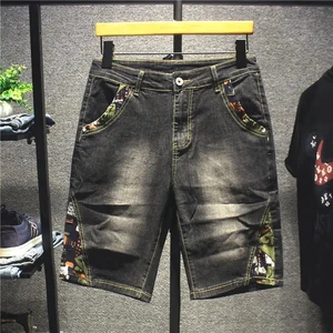 High Quality Men's Denim Shorts For Summer Casual Loose Fit Cargo Pants Printed Pattern Light Washed Plus Size Woven