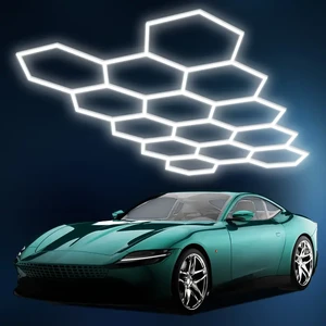 High Power Honeycomb Lights 14 Gird Hexagonal LED Light for Auto Beauty Repair Garage Gym Exhibition Barber Shop Working Lights