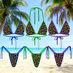 Summer Casual Comfort Swimsuit Bikinis Custom Logo Quick Dry Beachwear Swimwear Women's 2-Piece Beach Cheetah Bikinis Set