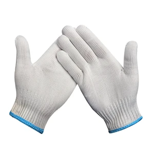 Wholesale Cheap High Quality Construction Natural White Cotton Knitted Safety Working Gloves in Bulk for Garden Construction Sit