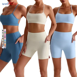 Custom Ladies Yoga Sports with Pockets Fitness Workout Gym Summer Comfortable Bottom Shorts Women Pants Quick Dry Breathable