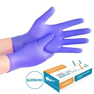 BSS005 Wholesale 5mil Customized Rubber Box Disposable Gloves Vinyl Nitrile Glove Powder Free Purple Blend Nitrile Gloves