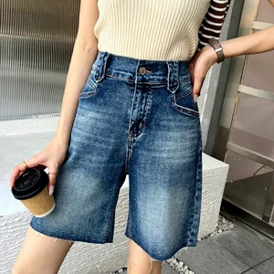 Plus Size Women's High Waisted Skinny Fit Elastic Fabric Denim Shorts Non-Fading Waterproof Breathable Cargo Casual Summer Wide