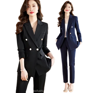 Plus Size Classic Women's Church Suit Professional Business Suit Jacket Long Pants Two-piece Set Women's Office Pants Jacket