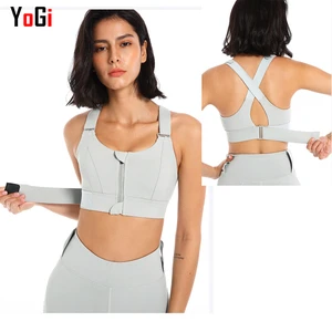 Women's Lightweight Adjustable Size High-Strength Shockproof Fitness Vest Plus Size Strappy Front Zip Gym Top for Running Yoga